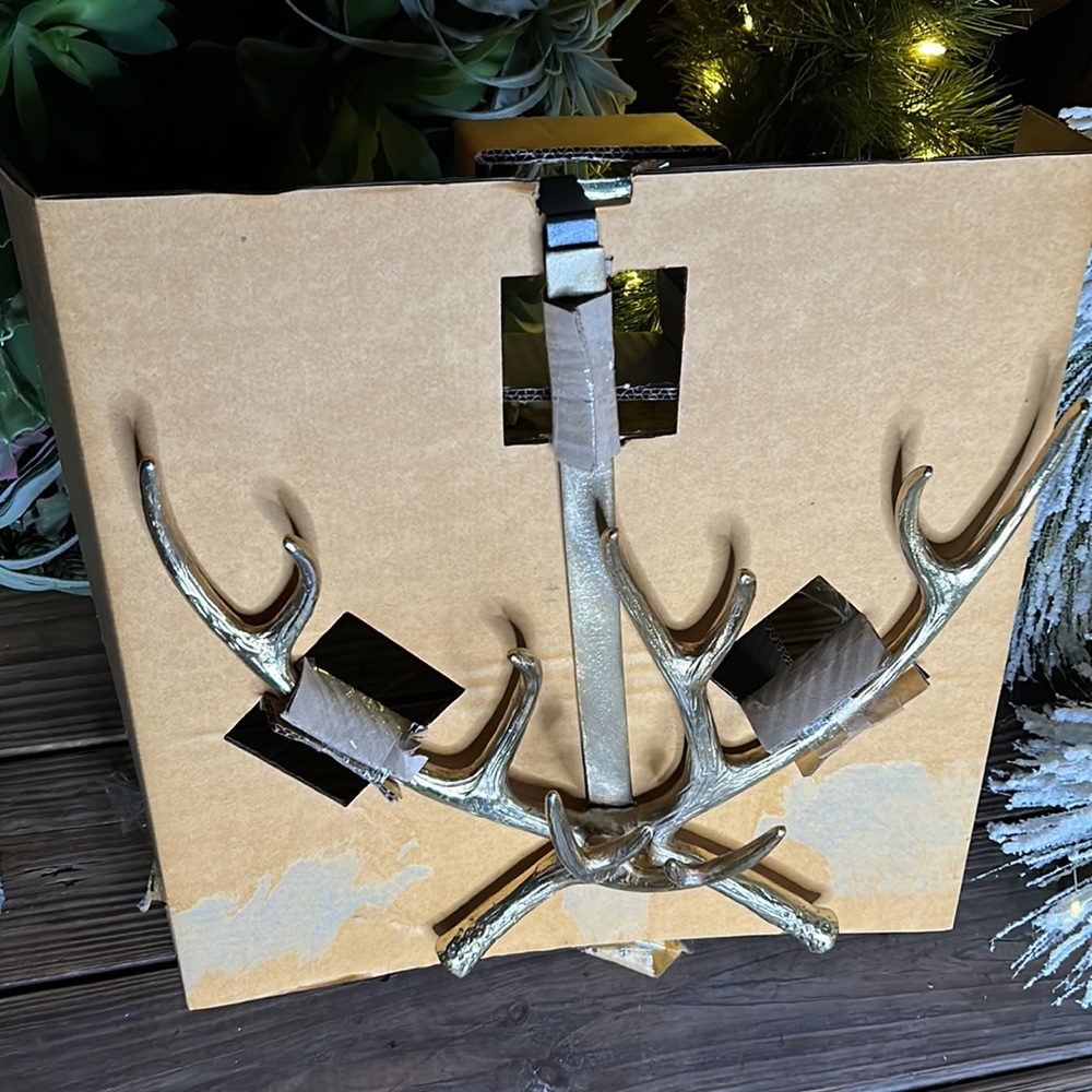 Pottery Barn Country Cabin Chic Antler Wreath Hanger - Brass Color 🦌 - Picture 8 of 16